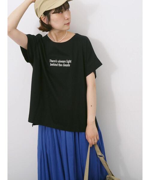 Samansa Mos2 blue(サマンサモスモスブルー)の「ロゴ刺繍フレンチスリーブTシャツ(Tシャツ/カットソー・レディース・ブルー/オフホワイト/ブラウン/オレンジ/ブラック・F)」の3枚目の写真