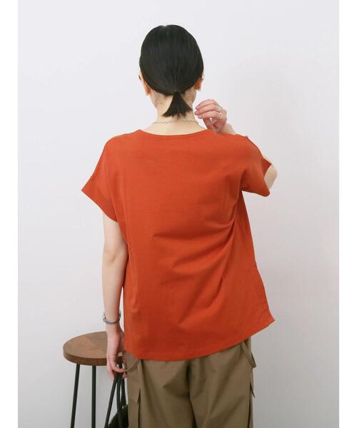 Samansa Mos2 blue(サマンサモスモスブルー)の「ロゴ刺繍フレンチスリーブTシャツ(Tシャツ/カットソー・レディース・ブルー/オフホワイト/ブラウン/オレンジ/ブラック・F)」の21枚目の写真