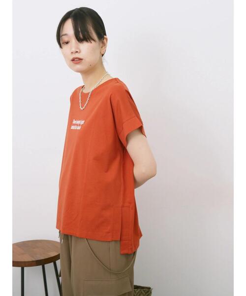 Samansa Mos2 blue(サマンサモスモスブルー)の「ロゴ刺繍フレンチスリーブTシャツ(Tシャツ/カットソー・レディース・ブルー/オフホワイト/ブラウン/オレンジ/ブラック・F)」の22枚目の写真