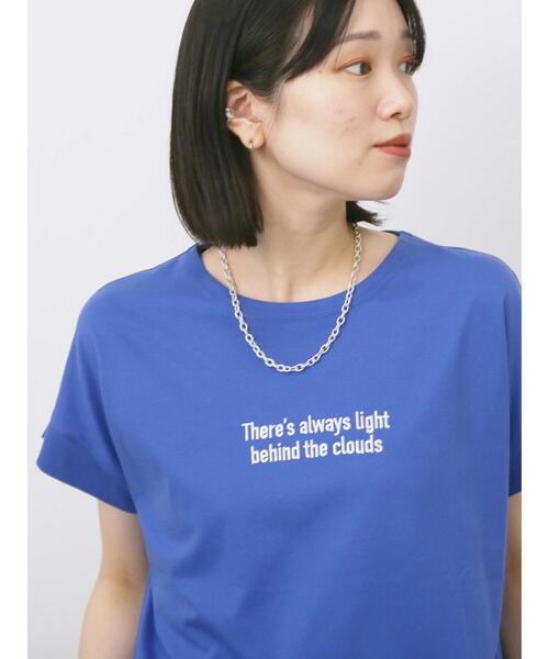 Samansa Mos2 blue(サマンサモスモスブルー)の「ロゴ刺繍フレンチスリーブTシャツ(Tシャツ/カットソー・レディース・ブルー/オフホワイト/ブラウン/オレンジ/ブラック・F)」の12枚目の写真