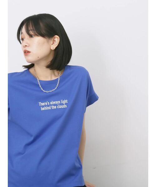 Samansa Mos2 blue(サマンサモスモスブルー)の「ロゴ刺繍フレンチスリーブTシャツ(Tシャツ/カットソー・レディース・ブルー/オフホワイト/ブラウン/オレンジ/ブラック・F)」の16枚目の写真
