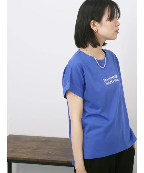 Samansa Mos2 blue(サマンサモスモスブルー)の「ロゴ刺繍フレンチスリーブTシャツ(Tシャツ/カットソー・レディース・ブルー/オフホワイト/ブラウン/オレンジ/ブラック・F)」の17枚目の写真