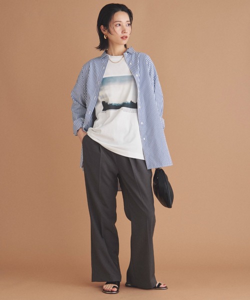 Doux archives（ドゥアルシーヴ）の「イージーフレアーパンツ（その他パンツ・レディース・ワイン/グレイッシュベージュ/チャコールグレー・38/36）」の18枚目の写真