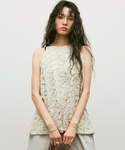 Lace flare halter blouse / レースフレアアメスリブラウス