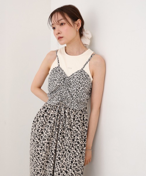 Bab(バブ)の「【S・Mサイズ展開】リトルフラワーシャーリングキャミワンピース(ワンピース・レディース・アイボリー/ブラック・S/M)」の14枚目の写真