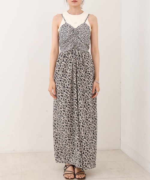 Bab(バブ)の「【S・Mサイズ展開】リトルフラワーシャーリングキャミワンピース(ワンピース・レディース・アイボリー/ブラック・S/M)」の15枚目の写真