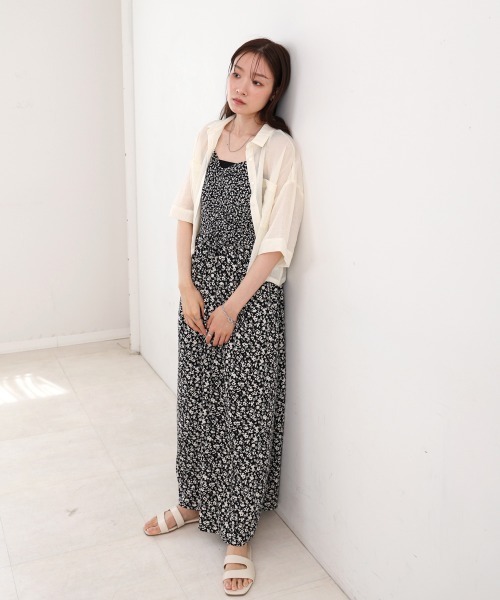 Bab(バブ)の「【S・Mサイズ展開】リトルフラワーシャーリングキャミワンピース(ワンピース・レディース・アイボリー/ブラック・S/M)」の21枚目の写真