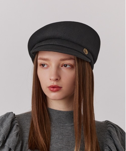 Chapeau d' O（シャポードオー）の「Chapeau d' O  Side Tuck Wo Felt Cas / シャポードオー（キャスケット・レディース・ブラック/グレー・M/57.5cm）」の3枚目の写真