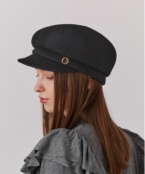Chapeau d' O（シャポードオー）の「Chapeau d' O  Side Tuck Wo Felt Cas / シャポードオー（キャスケット・レディース・ブラック/グレー・M/57.5cm）」の5枚目の写真