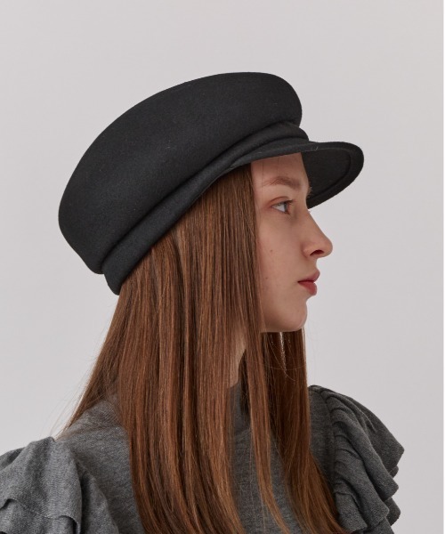 Chapeau d' O（シャポードオー）の「Chapeau d' O  Side Tuck Wo Felt Cas / シャポードオー（キャスケット・レディース・ブラック/グレー・M/57.5cm）」の7枚目の写真