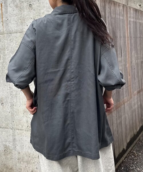 CIAOPANIC TYPY(チャオパニックティピー)の「さらっとテンセルオーバーシャツ(シャツ/ブラウス・レディース・チャコールグレー/カーキ/ベージュ・ONE SIZE)」の5枚目の写真