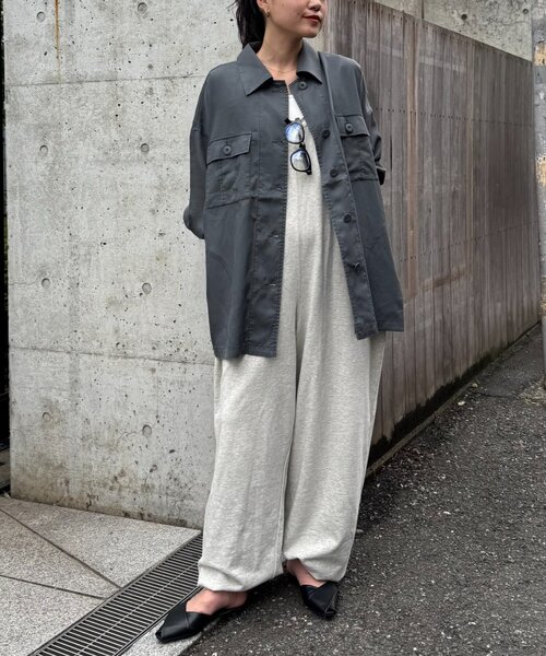 CIAOPANIC TYPY(チャオパニックティピー)の「さらっとテンセルオーバーシャツ(シャツ/ブラウス・レディース・チャコールグレー/カーキ/ベージュ・ONE SIZE)」の6枚目の写真
