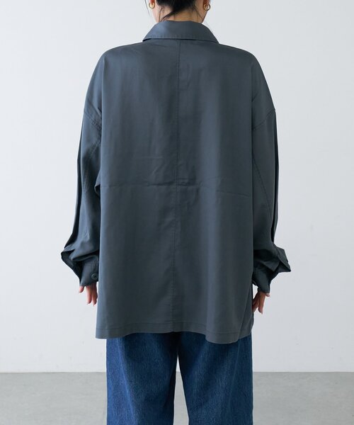 CIAOPANIC TYPY(チャオパニックティピー)の「さらっとテンセルオーバーシャツ(シャツ/ブラウス・レディース・チャコールグレー/カーキ/ベージュ・ONE SIZE)」の12枚目の写真