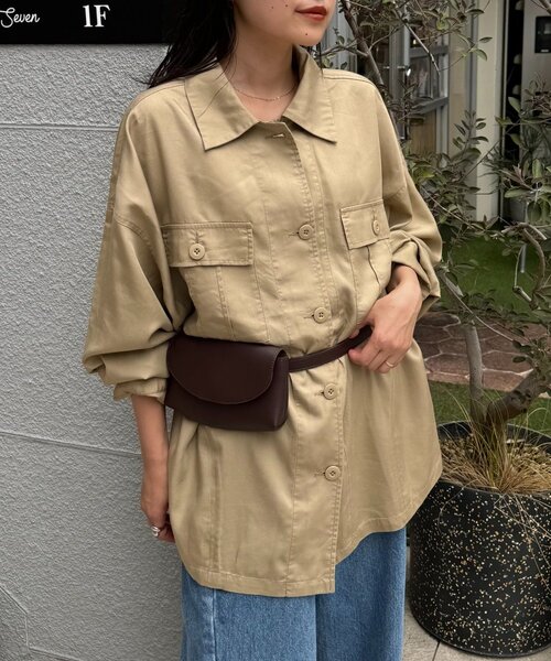CIAOPANIC TYPY(チャオパニックティピー)の「さらっとテンセルオーバーシャツ(シャツ/ブラウス・レディース・チャコールグレー/カーキ/ベージュ・ONE SIZE)」の20枚目の写真