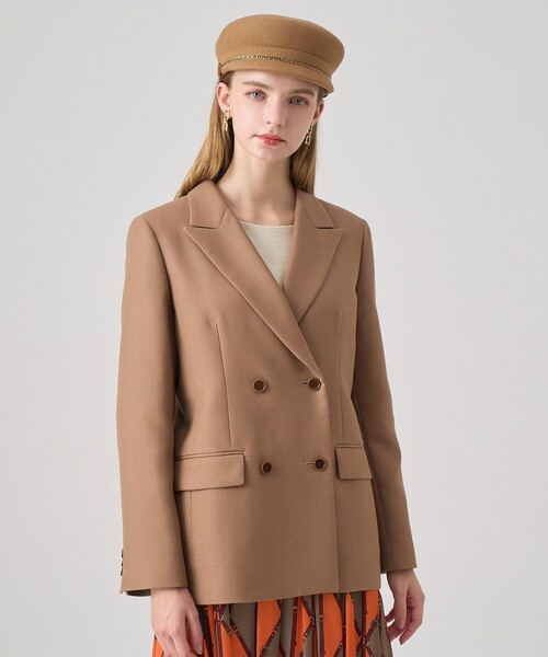 ANAYI(アナイ)の「ダブルクロスピークドジャケット(テーラードジャケット・レディース・レッド系その他/キャメル・38/36/34)」の1枚目の写真