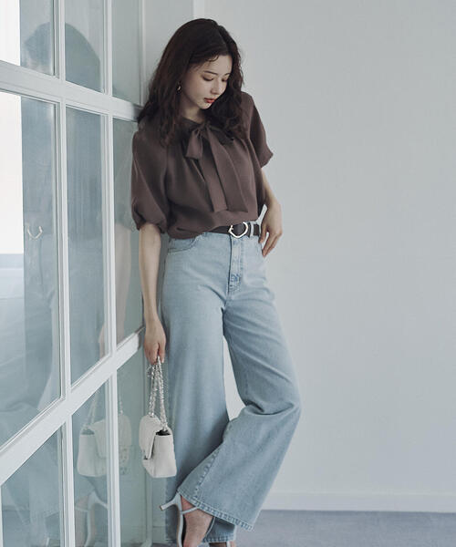 PROPORTION BODY DRESSING（プロポーションボディドレッシング）の「バルーンスリーブリボンブラウス / 1215210803（シャツ/ブラウス・レディース・ブルー/ブラウン/ホワイト系その他・FREE）」の2枚目の写真