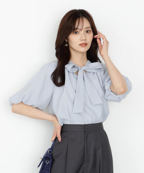 PROPORTION BODY DRESSING（プロポーションボディドレッシング）の「バルーンスリーブリボンブラウス / 1215210803（シャツ/ブラウス・レディース・ブルー/ブラウン/ホワイト系その他・FREE）」の3枚目の写真
