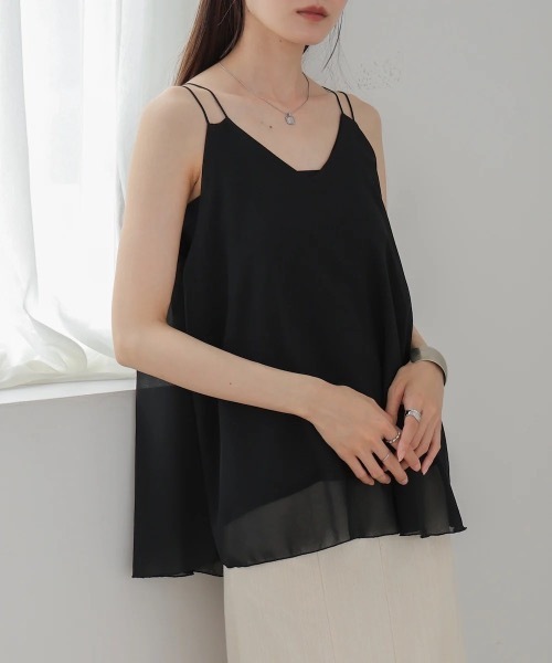 Bab（バブ）の「ダブルストラップタンク（タンクトップ・レディース・オフホワイト/ブラック/レッド・FREE）」の3枚目の写真