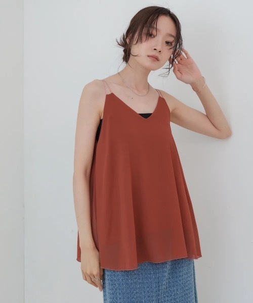 Bab（バブ）の「ダブルストラップタンク（タンクトップ・レディース・オフホワイト/ブラック/レッド・FREE）」の4枚目の写真