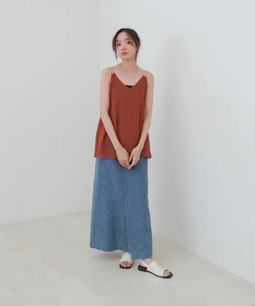 Bab（バブ）の「ダブルストラップタンク（タンクトップ・レディース・オフホワイト/ブラック/レッド・FREE）」の6枚目の写真