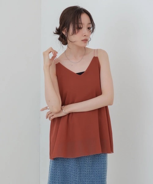 Bab（バブ）の「ダブルストラップタンク（タンクトップ・レディース・オフホワイト/ブラック/レッド・FREE）」の7枚目の写真