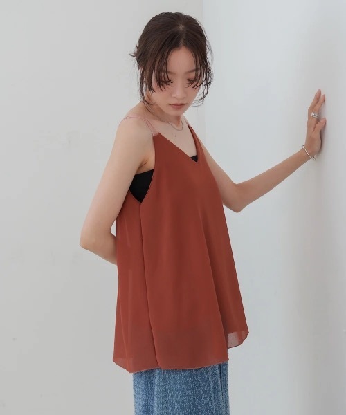 Bab（バブ）の「ダブルストラップタンク（タンクトップ・レディース・オフホワイト/ブラック/レッド・FREE）」の8枚目の写真