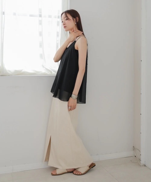 Bab（バブ）の「ダブルストラップタンク（タンクトップ・レディース・オフホワイト/ブラック/レッド・FREE）」の17枚目の写真