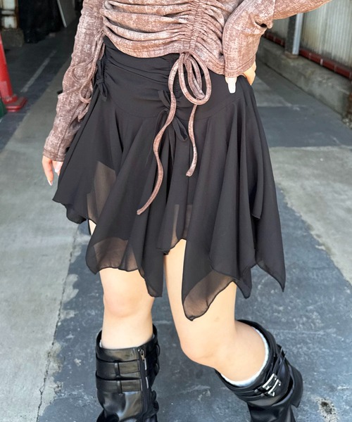 SPIRALGIRL(スパイラルガール)の「イレヘムミニスカート(スカート・レディース・チェック/ブラック・FREE)」の9枚目の写真