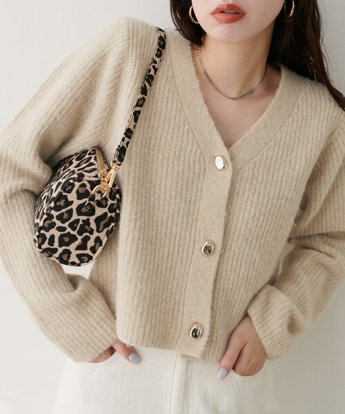 セール】【WEB限定】ウール混片畦編みニットカーディガン