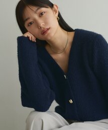 【WEB限定】ウール混片畦編みニットカーディガン