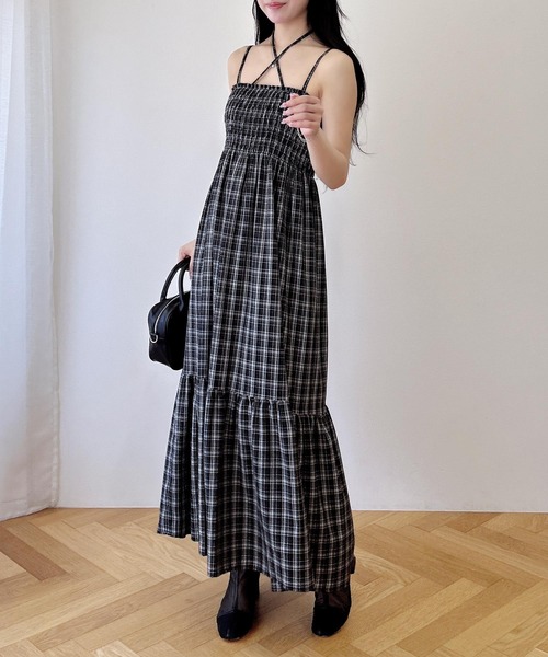 BURBERRY ピンクノバチェック ウール ホルターネック ワンピース 38 BURBERRY ピンクノバチェック ウール ホルターネック ワンピース 38