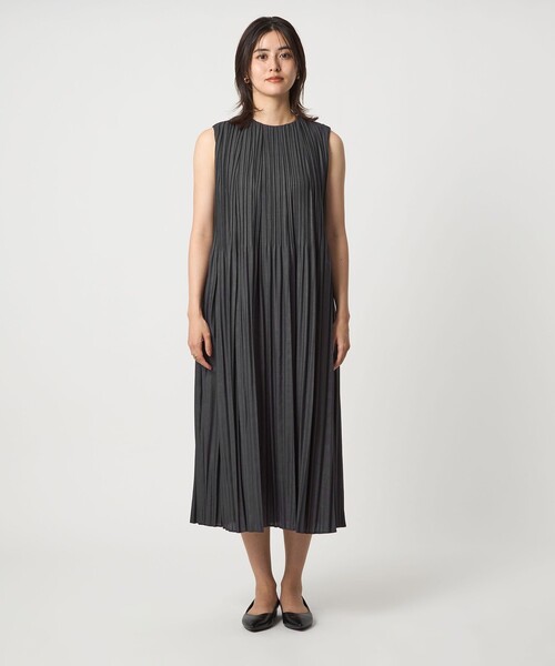 【新品】UNTITLED ボイルベルテッドプリーツワンピース 42 チンツボイル プリーツ ワンピース（ドレス）｜green label relaxing