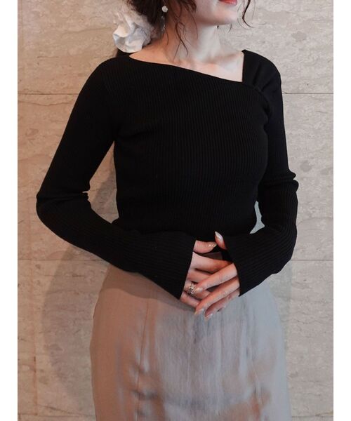 LAGUNAMOON（ラグナムーン）の「アシンメトリータックニットプルオーバー（ニット/セーター・レディース・アイボリー/ブラック/サーモンピンク・FREE）」の10枚目の写真