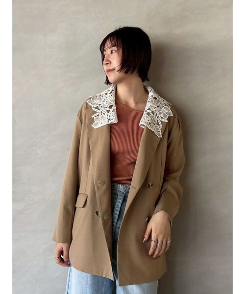 LAGUNAMOON（ラグナムーン）の「アシンメトリータックニットプルオーバー（ニット/セーター・レディース・アイボリー/ブラック/サーモンピンク・FREE）」の18枚目の写真