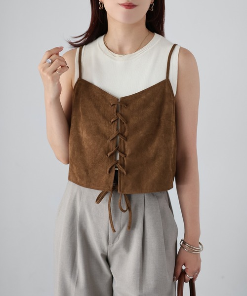 セール】スエードレースアップビスチェ/キャミ（キャミソール