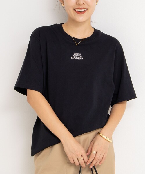 NOLLEY’S（ノーリーズ）の「メッセージTシャツ（Tシャツ/カットソー・レディース・ブラック/ホワイト/ベージュ・FREE）」の2枚目の写真