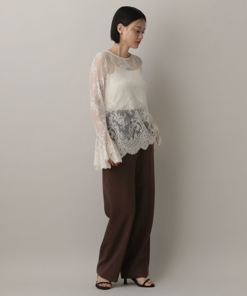 A part by（アパートバイ）の「フレアスリーブレース_長袖（シャツ/ブラウス・レディース・アイボリー/ブラック・FREE）」の3枚目の写真