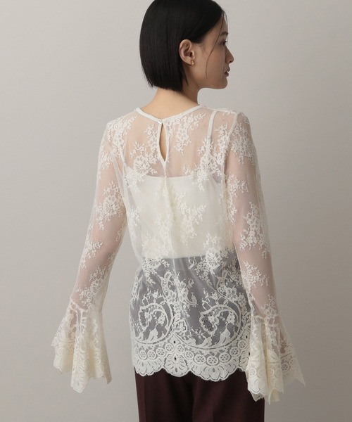 A part by（アパートバイ）の「フレアスリーブレース_長袖（シャツ/ブラウス・レディース・アイボリー/ブラック・FREE）」の7枚目の写真