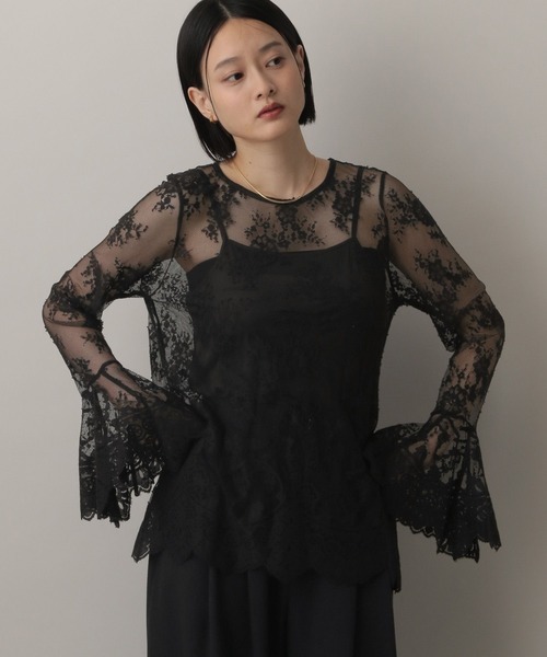 A part by（アパートバイ）の「フレアスリーブレース_長袖（シャツ/ブラウス・レディース・アイボリー/ブラック・FREE）」の13枚目の写真