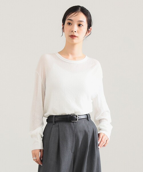 Demi-Luxe BEAMS（デミルクス ビームス）の「【1/9再値下げ】コットン ナイロン デニット プルオーバー［手洗い可］（ニット/セーター・レディース・ブラック/ブラウン/オフホワイト・ONE SIZE）」の7枚目の写真