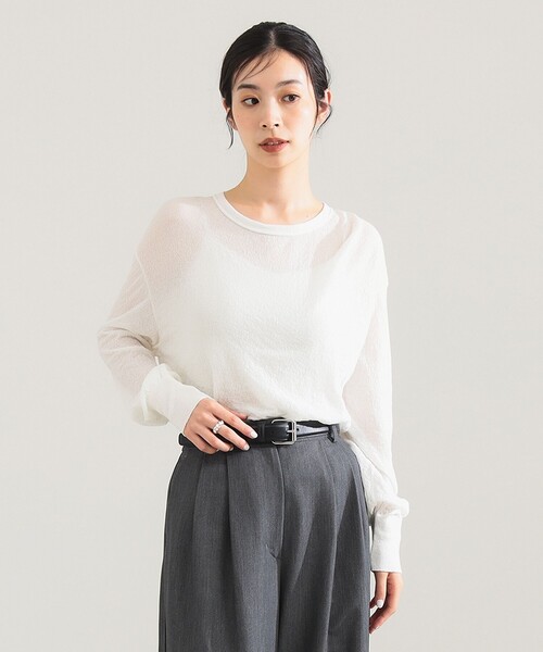 Demi-Luxe BEAMS（デミルクス ビームス）の「【1/9再値下げ】コットン ナイロン デニット プルオーバー［手洗い可］（ニット/セーター・レディース・ブラック/ブラウン/オフホワイト・ONE SIZE）」の8枚目の写真