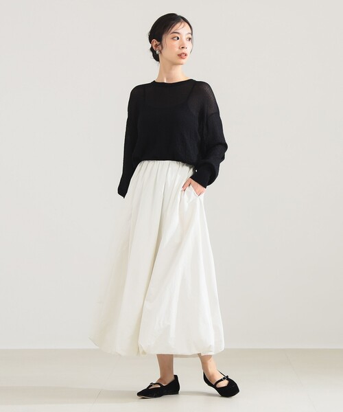 Demi-Luxe BEAMS（デミルクス ビームス）の「【1/9再値下げ】コットン ナイロン デニット プルオーバー［手洗い可］（ニット/セーター・レディース・ブラック/ブラウン/オフホワイト・ONE SIZE）」の9枚目の写真