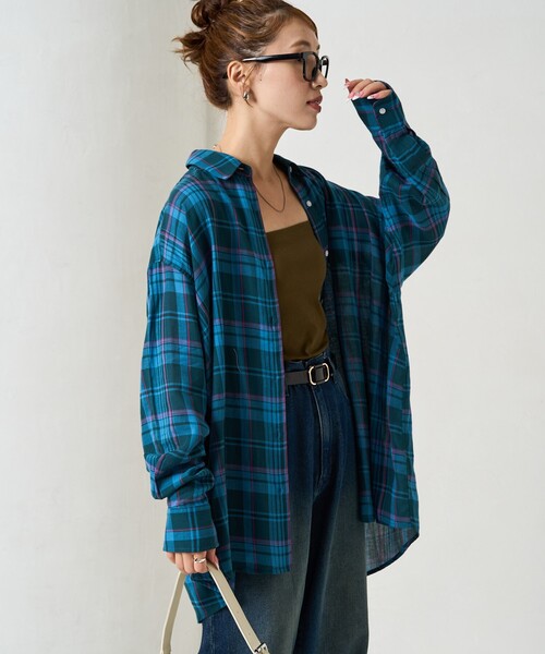 FREAK'S STORE(フリークスストア)の「限定展開 ビックシルエット チェック ボリューム シャツ(シャツ/ブラウス・レディース・ベージュ/ネイビー/レッド/ブラック・フリ-)」の4枚目の写真