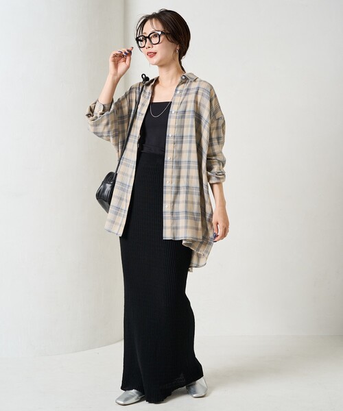 FREAK'S STORE(フリークスストア)の「限定展開 ビックシルエット チェック ボリューム シャツ(シャツ/ブラウス・レディース・ベージュ/ネイビー/レッド/ブラック・フリ-)」の5枚目の写真