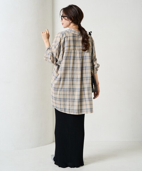 FREAK'S STORE(フリークスストア)の「限定展開 ビックシルエット チェック ボリューム シャツ(シャツ/ブラウス・レディース・ベージュ/ネイビー/レッド/ブラック・フリ-)」の7枚目の写真