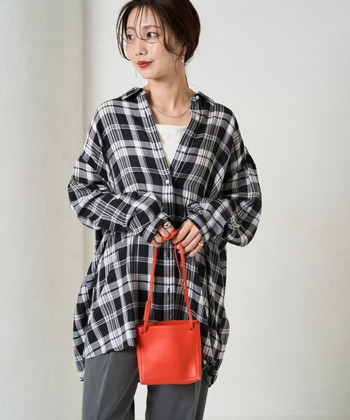 FREAK'S STORE(フリークスストア)の「限定展開 ビックシルエット チェック ボリューム シャツ(シャツ/ブラウス・レディース・ベージュ/ネイビー/レッド/ブラック・フリ-)」の14枚目の写真