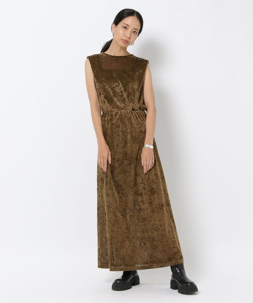 HEREIAM(ヘレイアム)の「【HEREIAM】夏トップス合わせで秋を先取り!メッシュベロアスカート(スカート・レディース・ブラック/カーキ・SMALL/MEDIUM)」の13枚目の写真