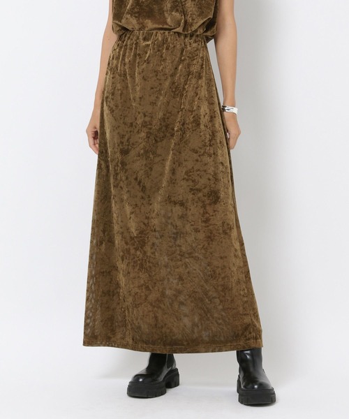 HEREIAM(ヘレイアム)の「【HEREIAM】夏トップス合わせで秋を先取り!メッシュベロアスカート(スカート・レディース・ブラック/カーキ・SMALL/MEDIUM)」の20枚目の写真