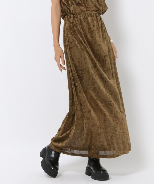 HEREIAM(ヘレイアム)の「【HEREIAM】夏トップス合わせで秋を先取り!メッシュベロアスカート(スカート・レディース・ブラック/カーキ・SMALL/MEDIUM)」の22枚目の写真