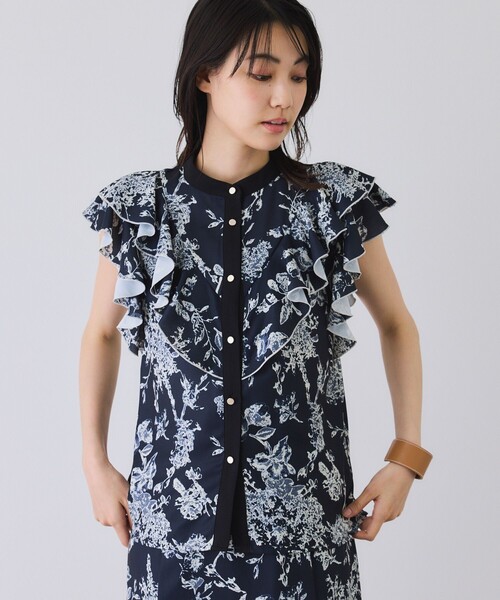 Jayro（ジャイロ）の「単色花ラッフルブラウス（シャツ/ブラウス・レディース・ネイビー/ブルー系その他4/オフホワイト・M）」の13枚目の写真